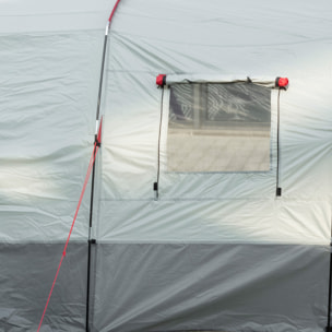 Tente de camping familiale 6-8 personnes - portes, fenêtres, sac de transport - dim. 5,1 x 2,4 x 1,8 cm - gris clair