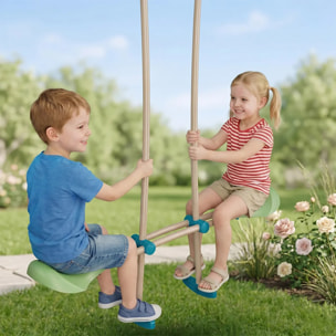 Balançoire en bois poutre métal 1,90 m, 5 enfants, Techwood OREKA 2