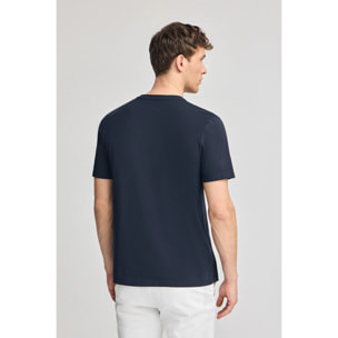 Maglietta blu marino basic a girocollo e ricamo Rigby Best