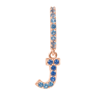 Orecchino Pendente con Lettera J in Pavé di Cubic Zirconia Blu