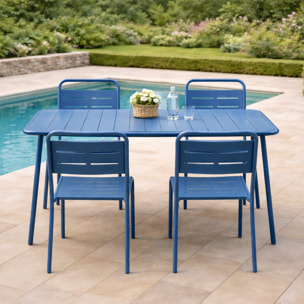 Ensemble table de jardin 120 cm et 4 chaises bleu EVORA
