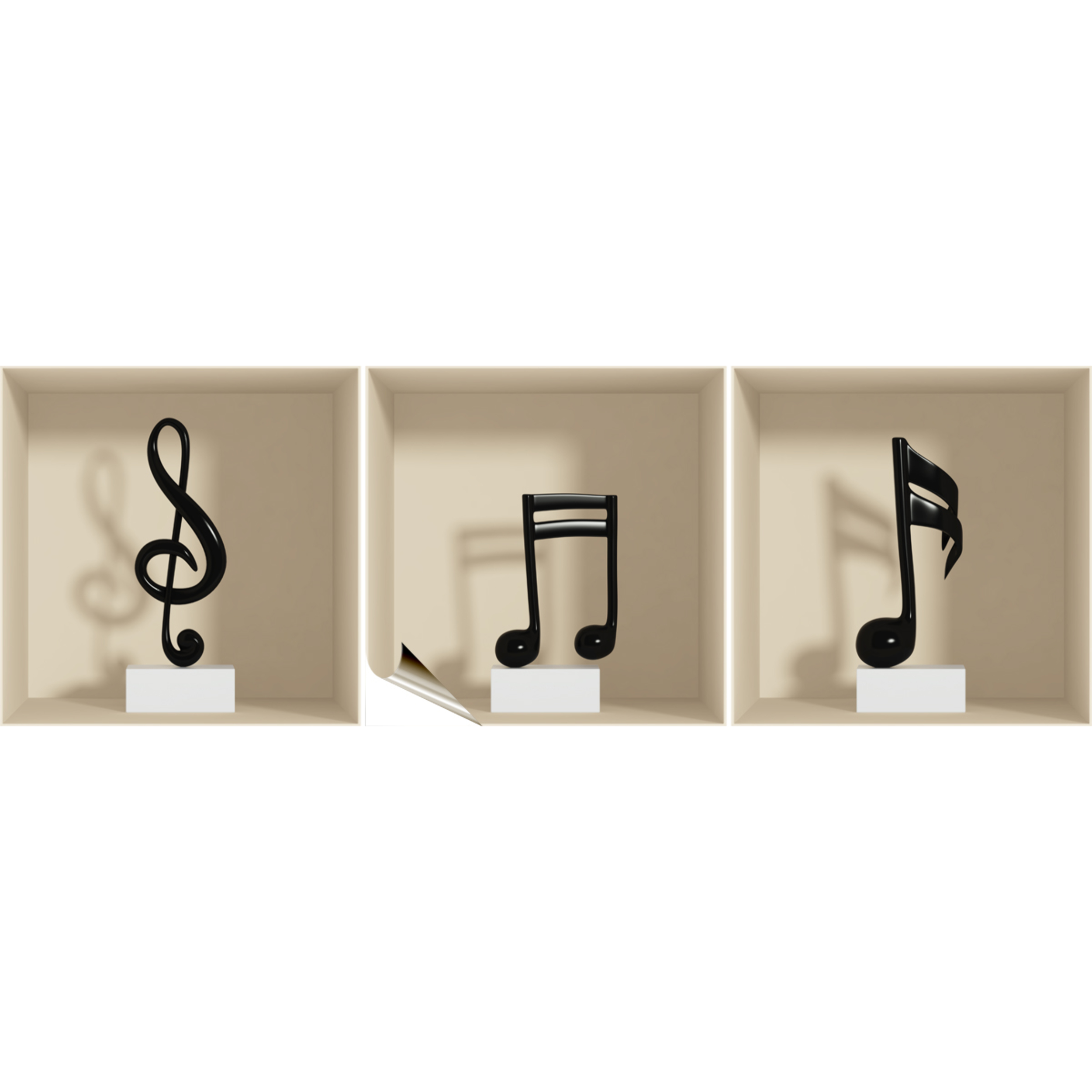 Stickers muraux 3D | Sticker Mural Autocollant effet 3D Notes de musique - Stickers adhésifs 3D Chambre Salon Trompe l'oeil