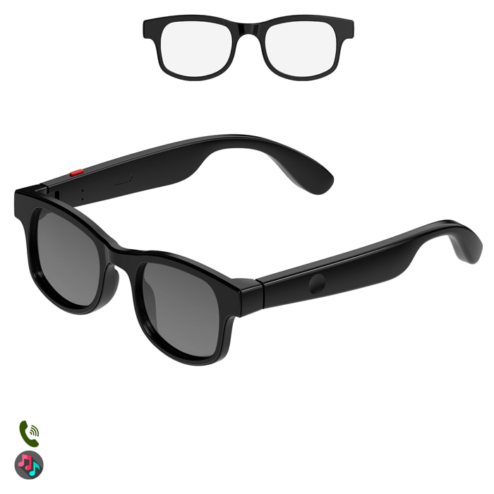 Occhiali smart AIMB-V3, chiamata bluetooth, assistente vocale, controllo remoto della fotocamera, occhiali da sole e lenti anti luce blu.