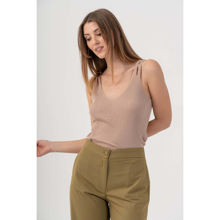 Kocca - Top in maglia lurex Donna, Fantasia, Scollo ampio