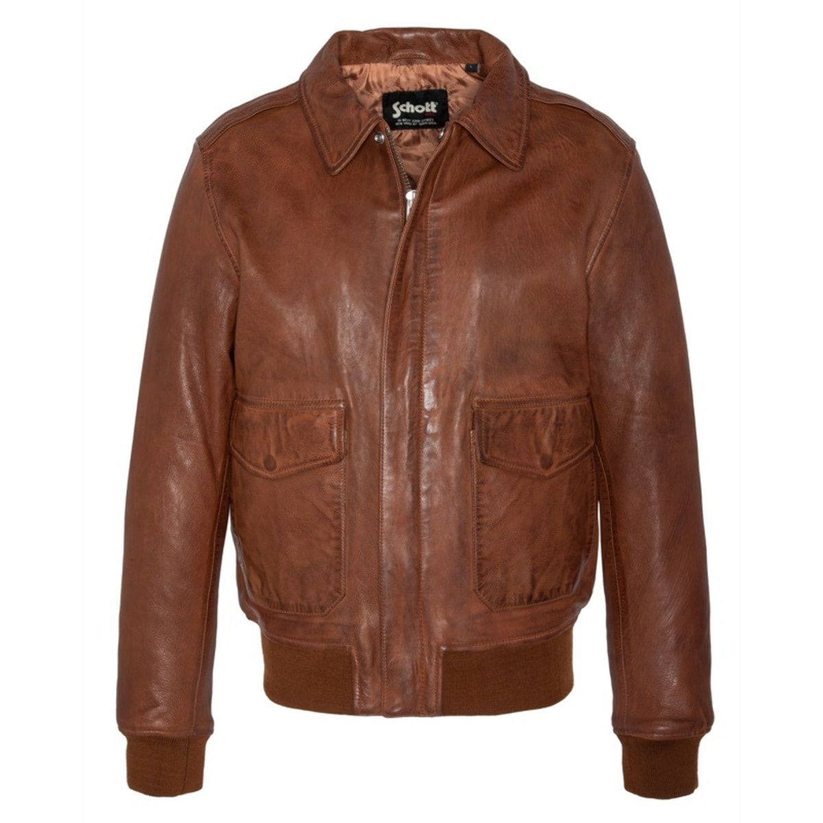 LCFLIGHTWXPILOT JACKET WITH BADGESSchott NYC P/ECOGNAC
