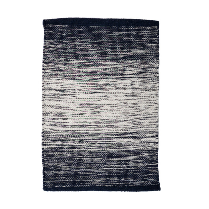 Tapis rectangulaire en coton brodé dégradé bleu - MARINE