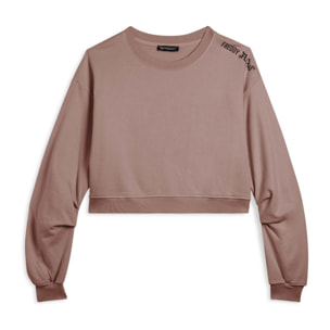 Felpa oversize cropped con stampa Flow sulla spalla