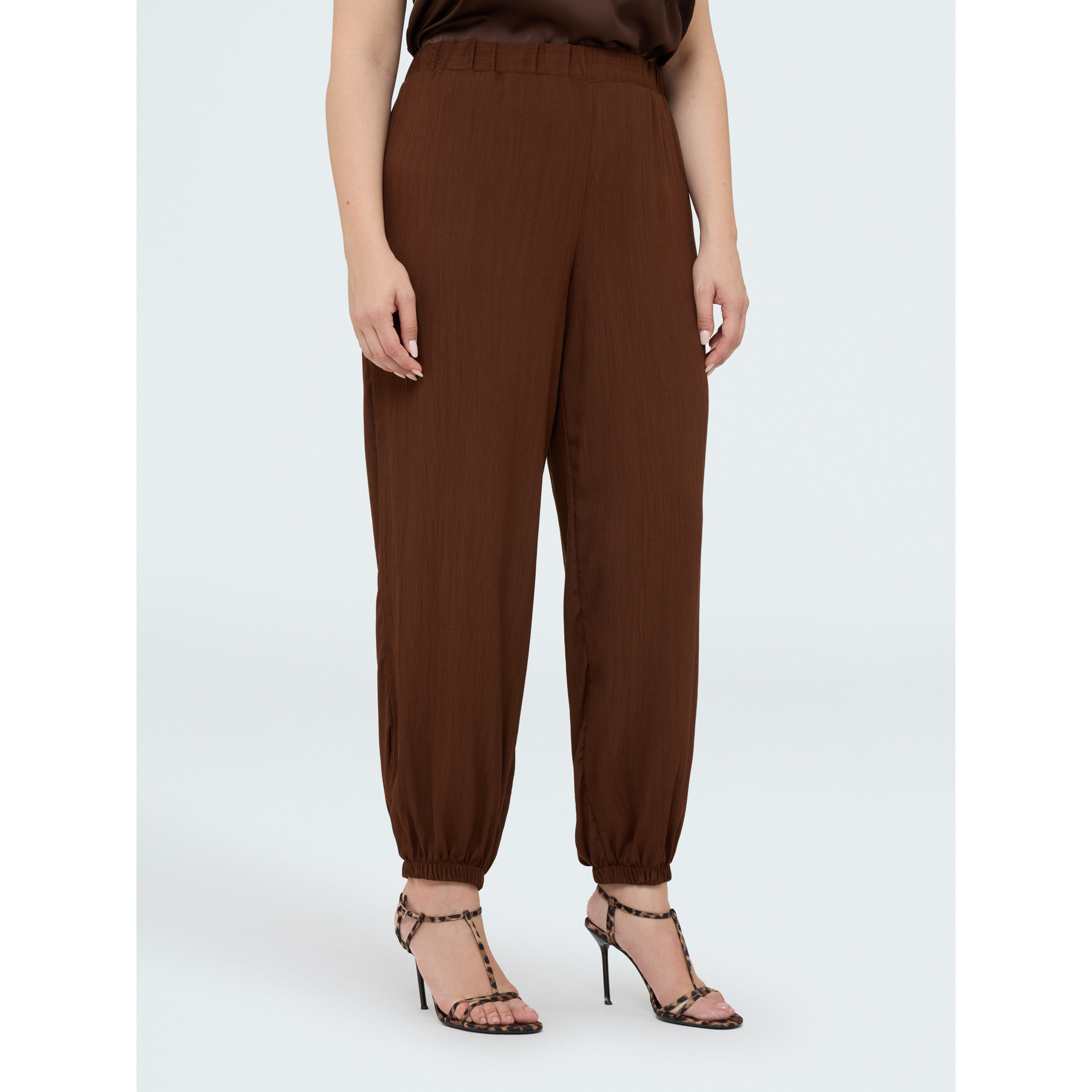 Fiorella Rubino - Jogger con elastico alla caviglia - Marrone