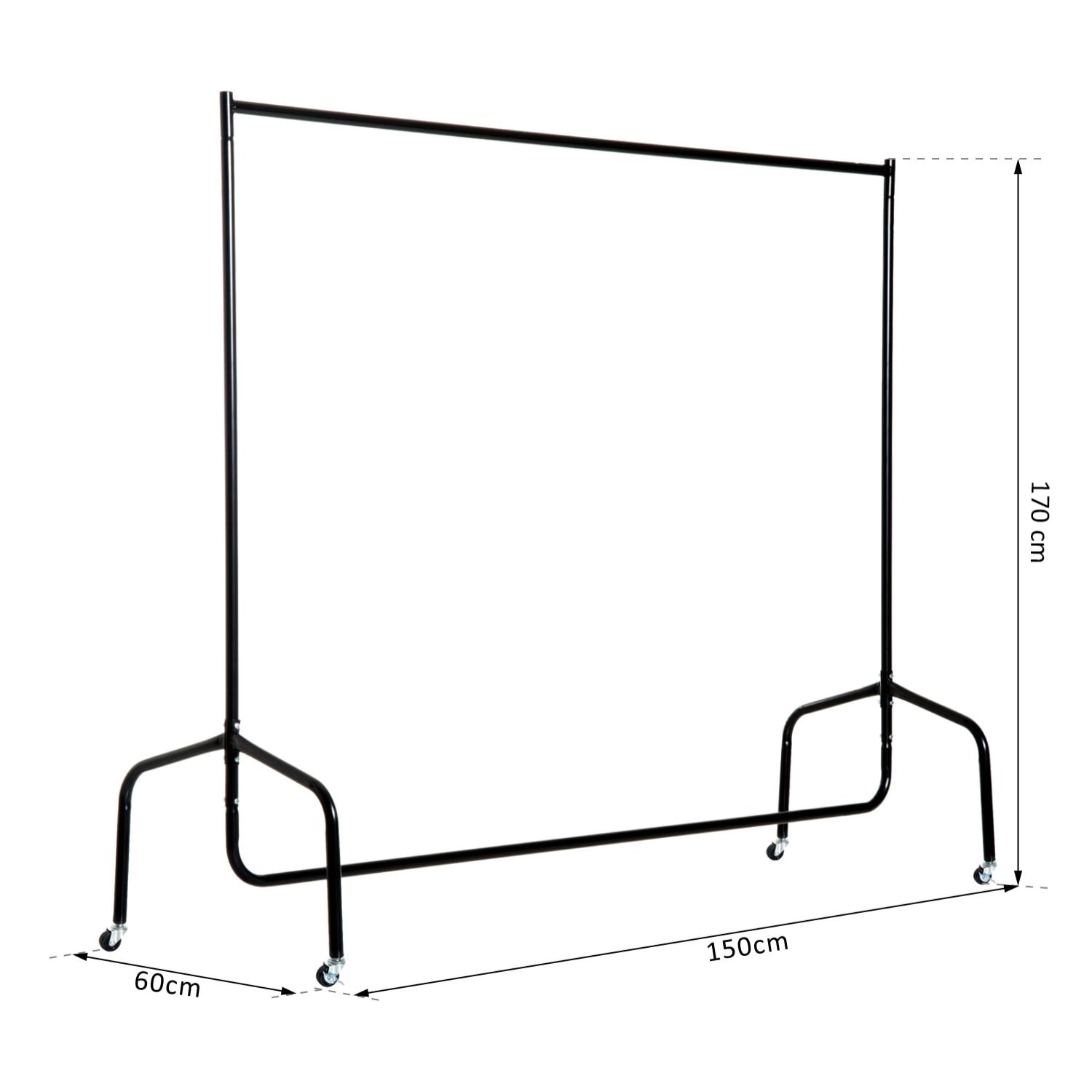 Portant tringle à vêtements acier charge max. 140 Kg dim. 150L x 60l x 170H cm noir