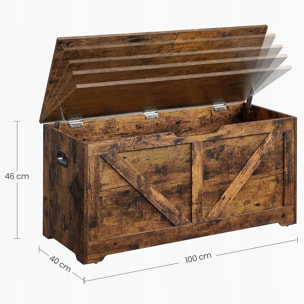 Panca contenitore vintage in legno marrone rustico