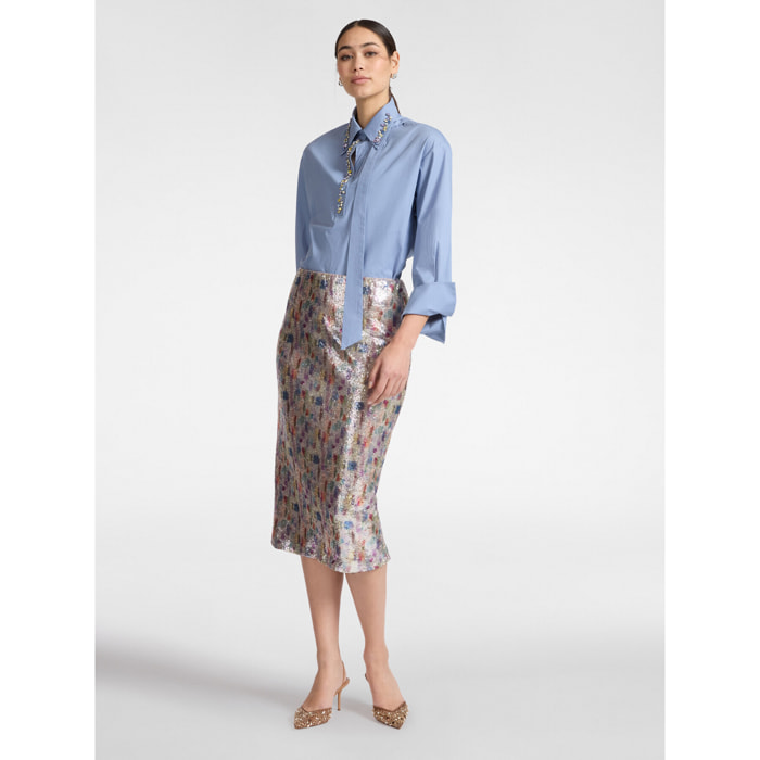 Elena Mirò - Gonna in tulle con paillettes - Grigio