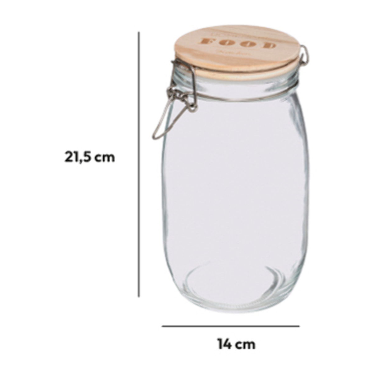 Bocal verre couvercle pin 15L Wording