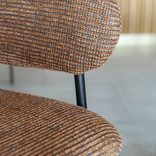 Lot de 2 fauteuils de table en tissu terracotta et pieds en métal noir EROS