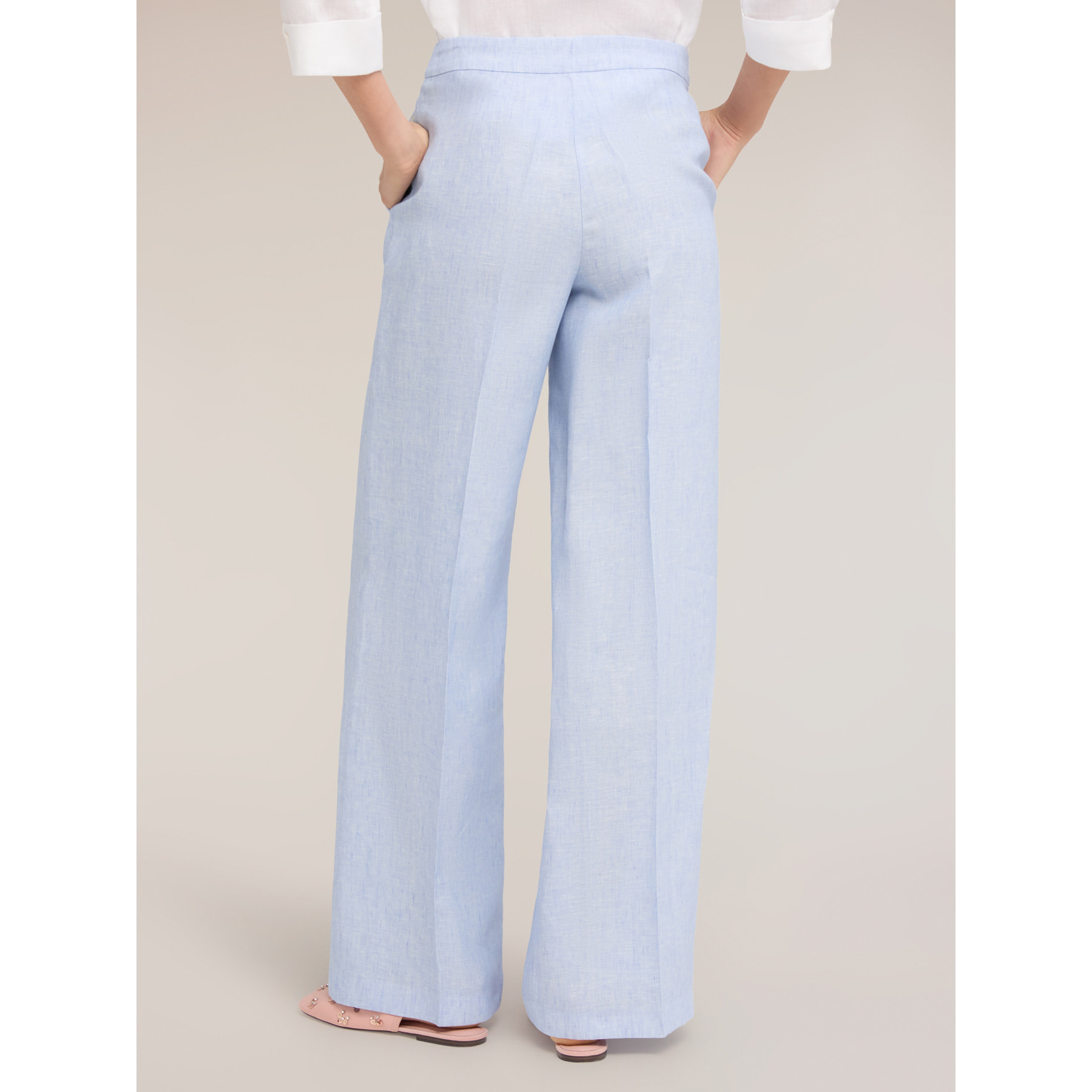 Motivi - Pantalones palazzo de lino - Light - blue