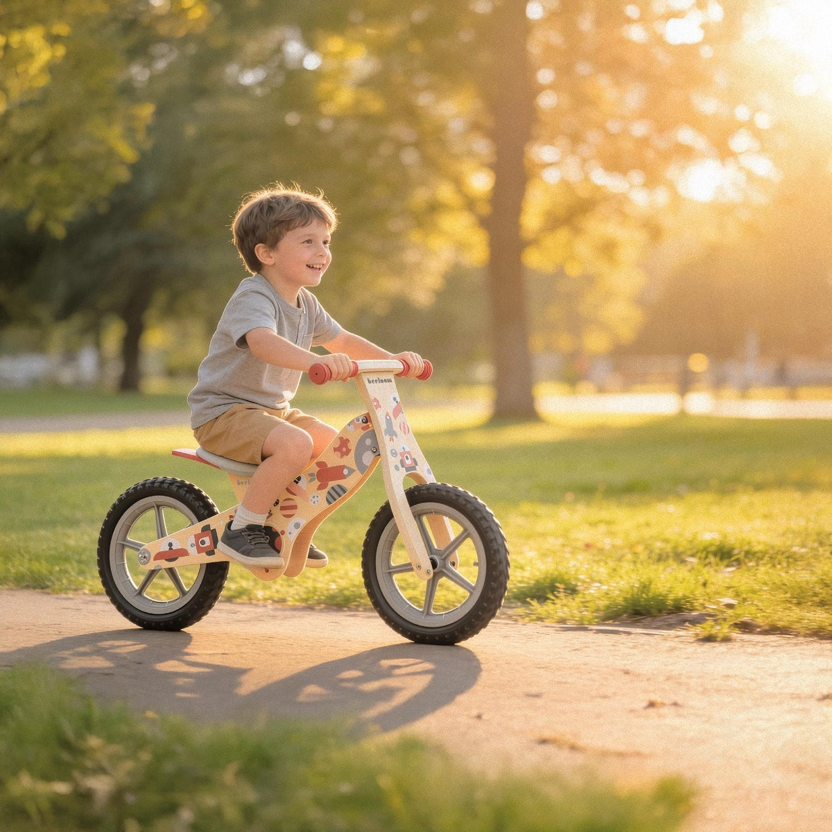 Bicicleta sin pedales COSMO BIKE bici infantil de madera diseño rojo