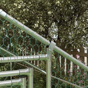 Enclos poulailler 6 m² entièrement couvert - perchoir, mangeoire à suspendre, porte, bâche - 3 x 2 x 1,95 m - acier gris