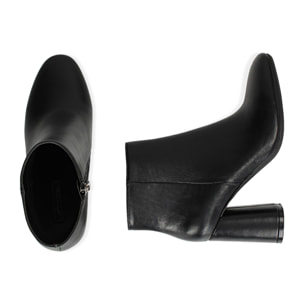 Botines de piel sintética negra, tacón 8,5 cm