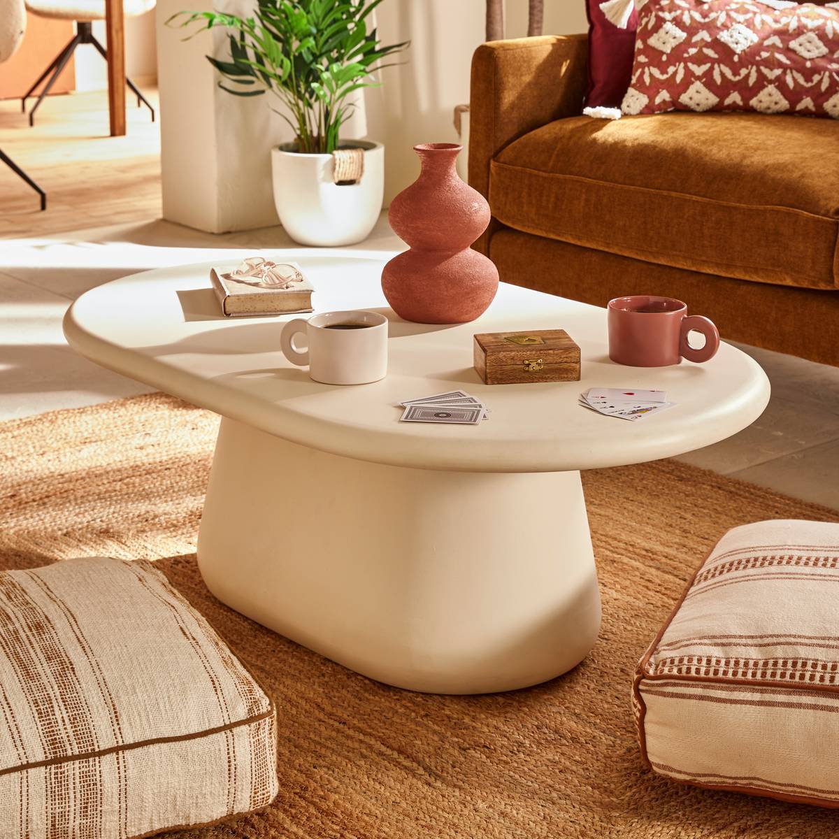 Table basse Dumka 110x65x40cm ivoire