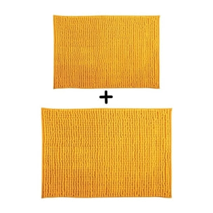 Lot de 2 Tapis de bain Microfibre CHENILLE Safran 40x60 et 60x90cm MSV