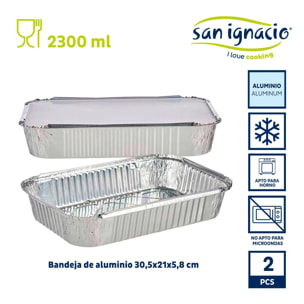 Set 2 bandejas hondas aluminio tapa colección kinvara