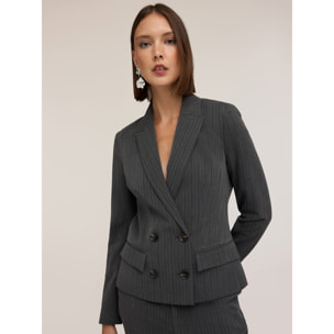 Motivi - Blazer doppiopetto con fantasia gessata - Grigio