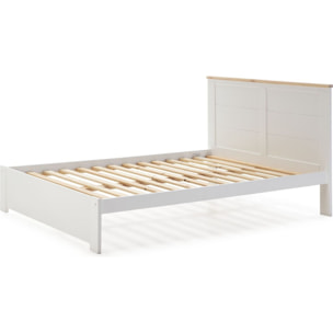 Lit adulte avec tête de lit en bois - NEVEA