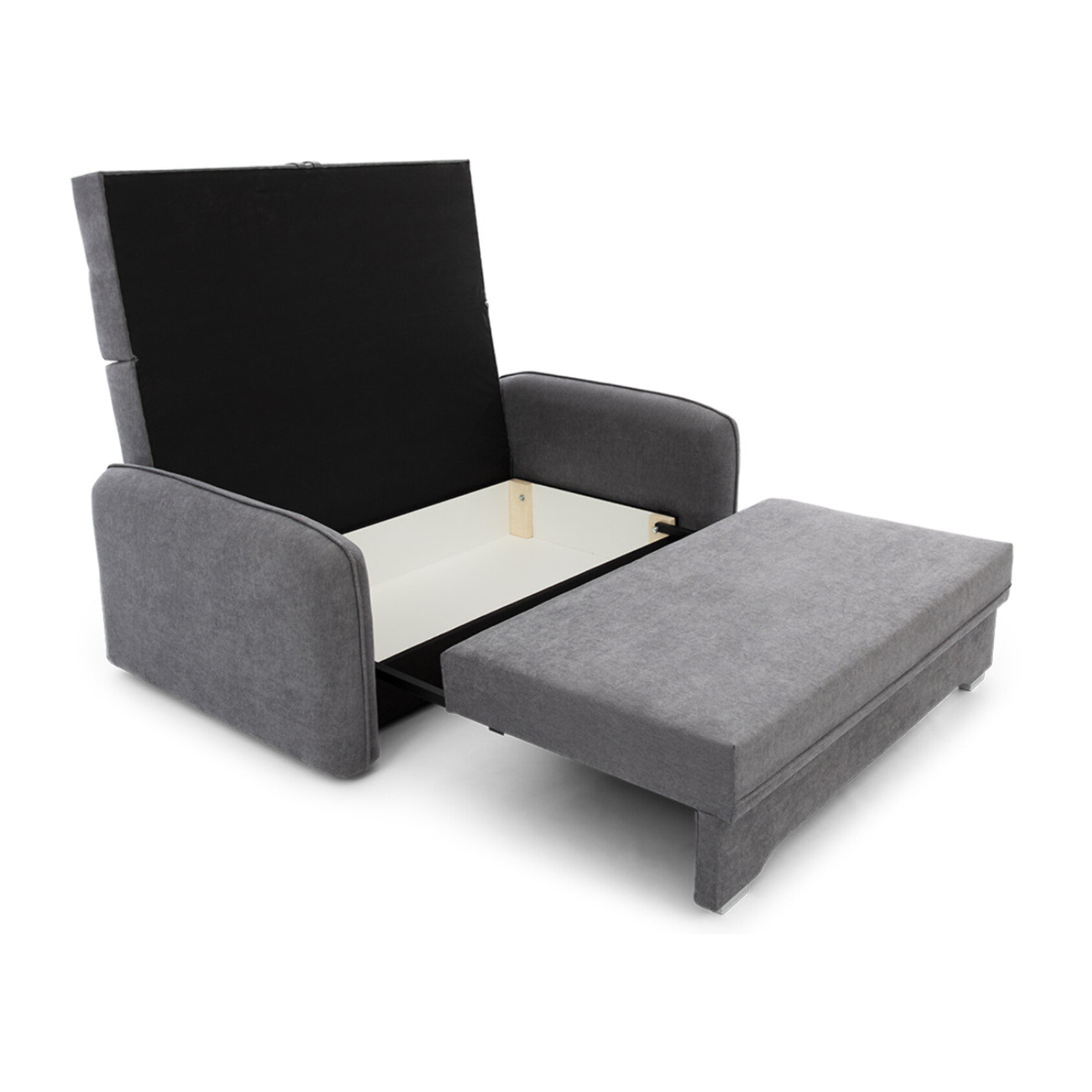 Michelle - canapé droit 3 places convertible avec coffre en velours - Gris