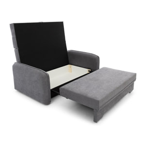 Michelle - canapé droit 3 places convertible avec coffre en velours - Gris