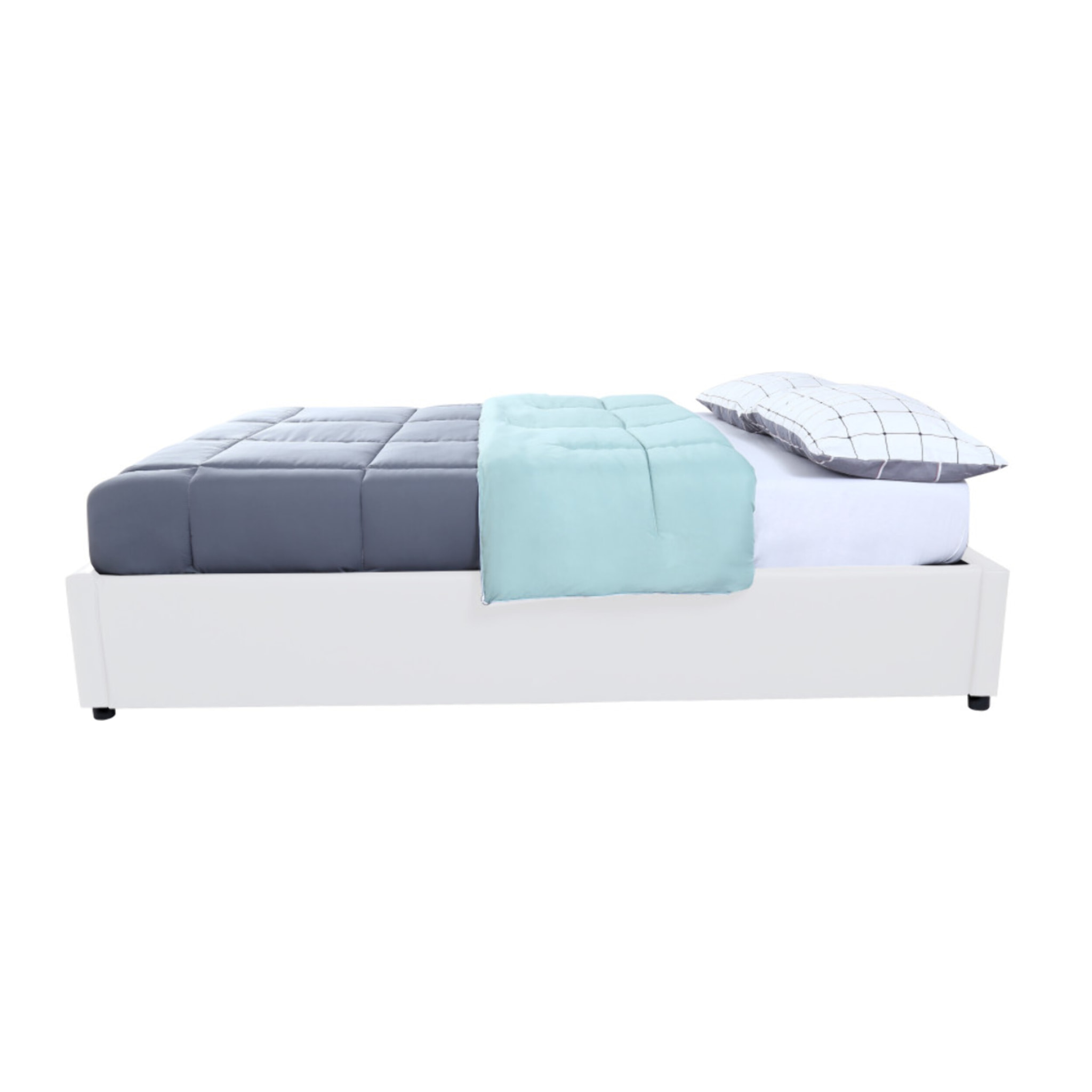 Lit coffre avec sommier Otto - Blanc - Similicuir