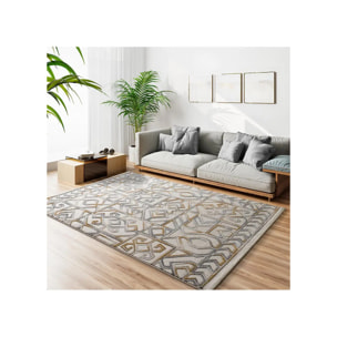 AMARA Alfombra étnica con relieve Plata, varias medidas disponibles.