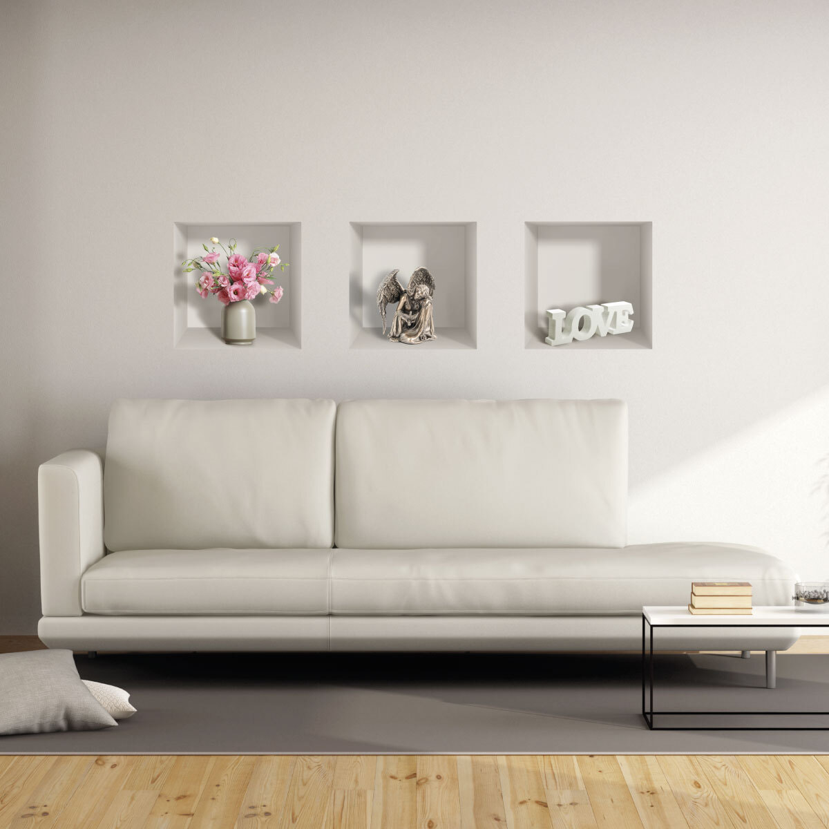 Stickers muraux 3D | Sticker Mural Autocollant effet 3D objets symboles de l'amour - Stickers adhésifs 3D Chambre Salon Trompe l'oeil