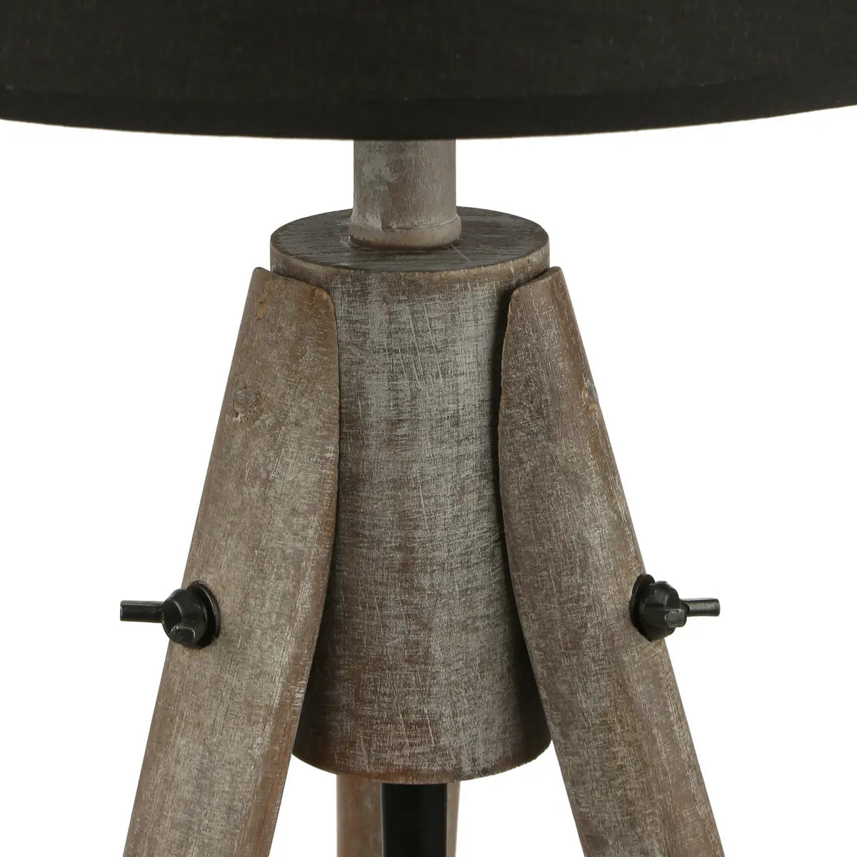 Lampe trépied "Miry" - bois et noir H46 cm