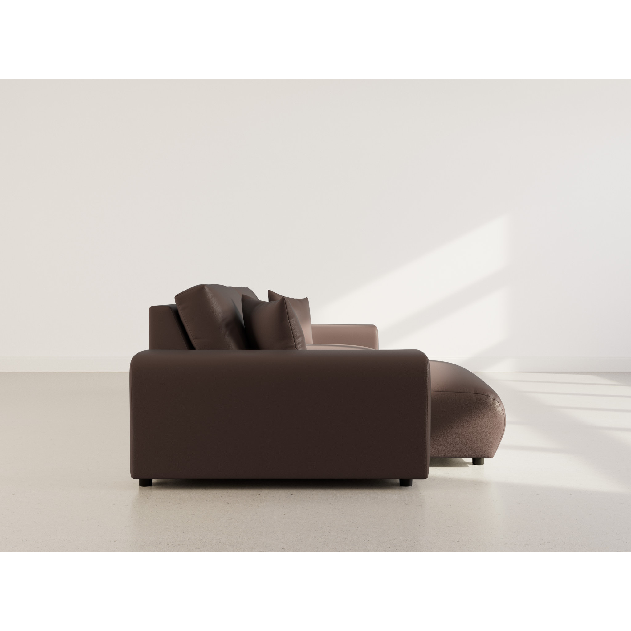 Garance - canapé d'angle réversible 4 places en simili - Marron