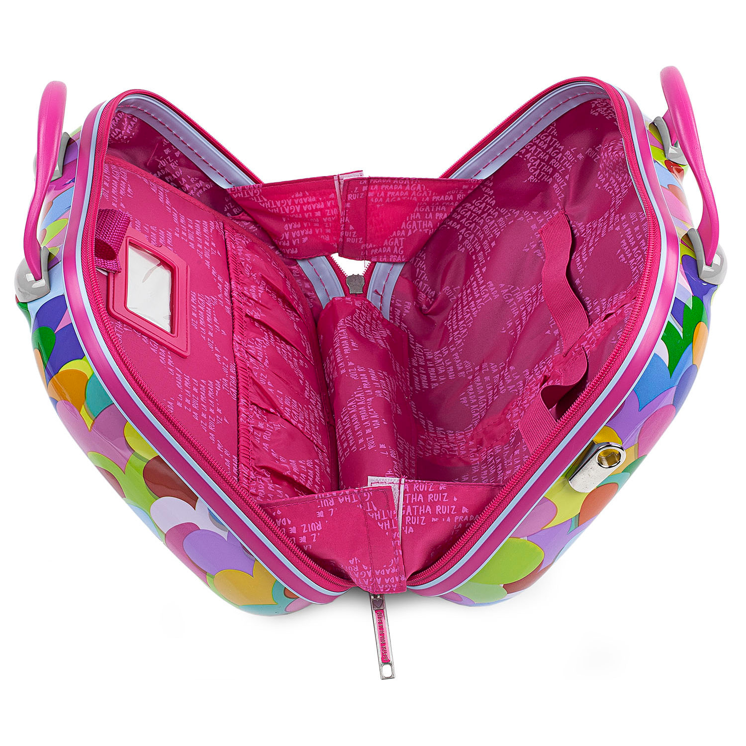 Maleta Cabina Y Neceser Agatha Ruiz De La Prada Corazones Fucsia