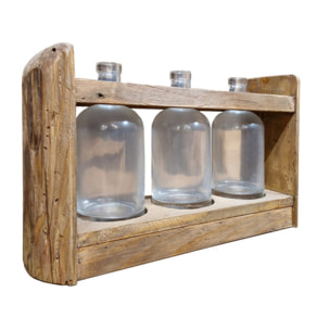 Décoration en bois de pin recyclé avec 3 vases - ORIGIN