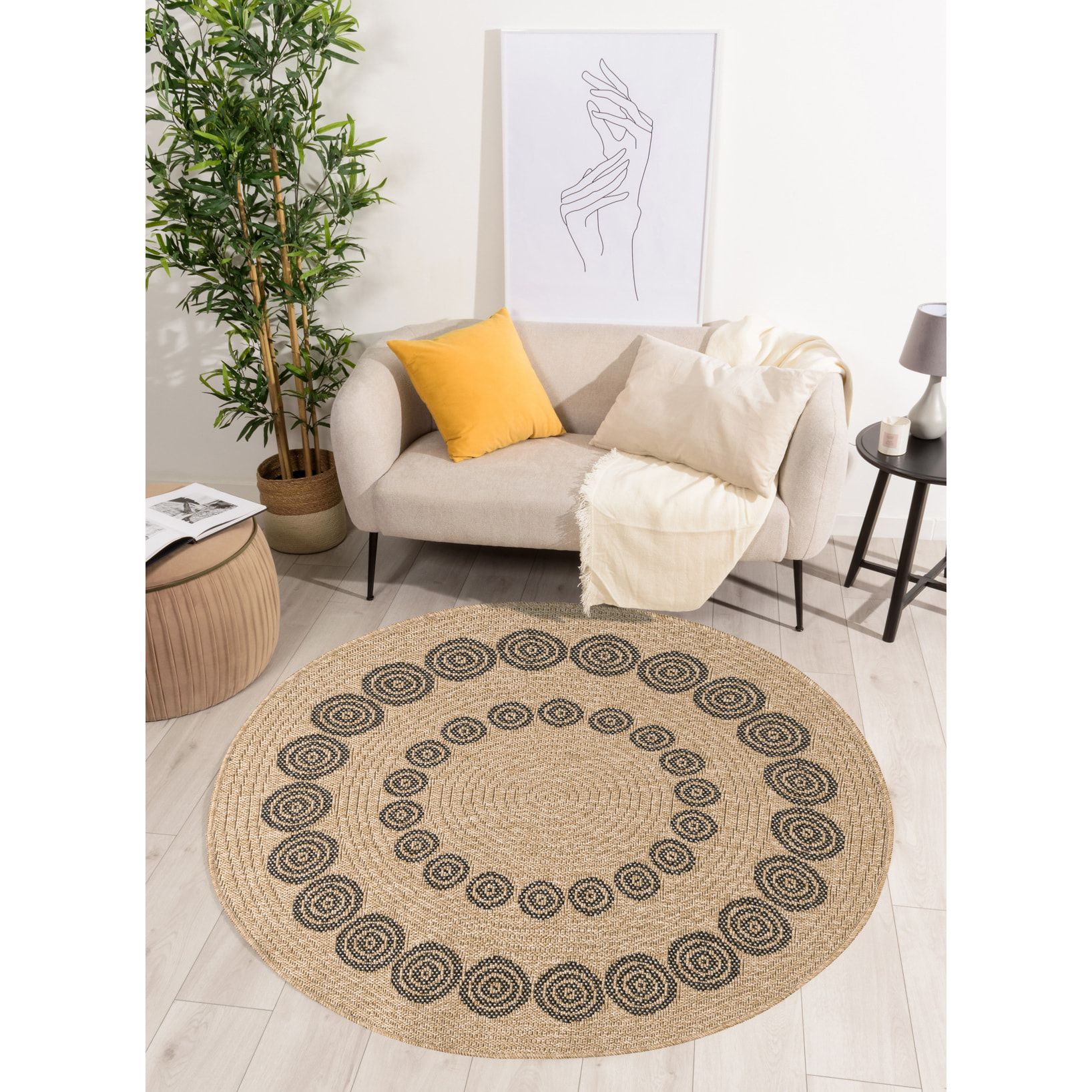 Nature - tapis effet jute noir