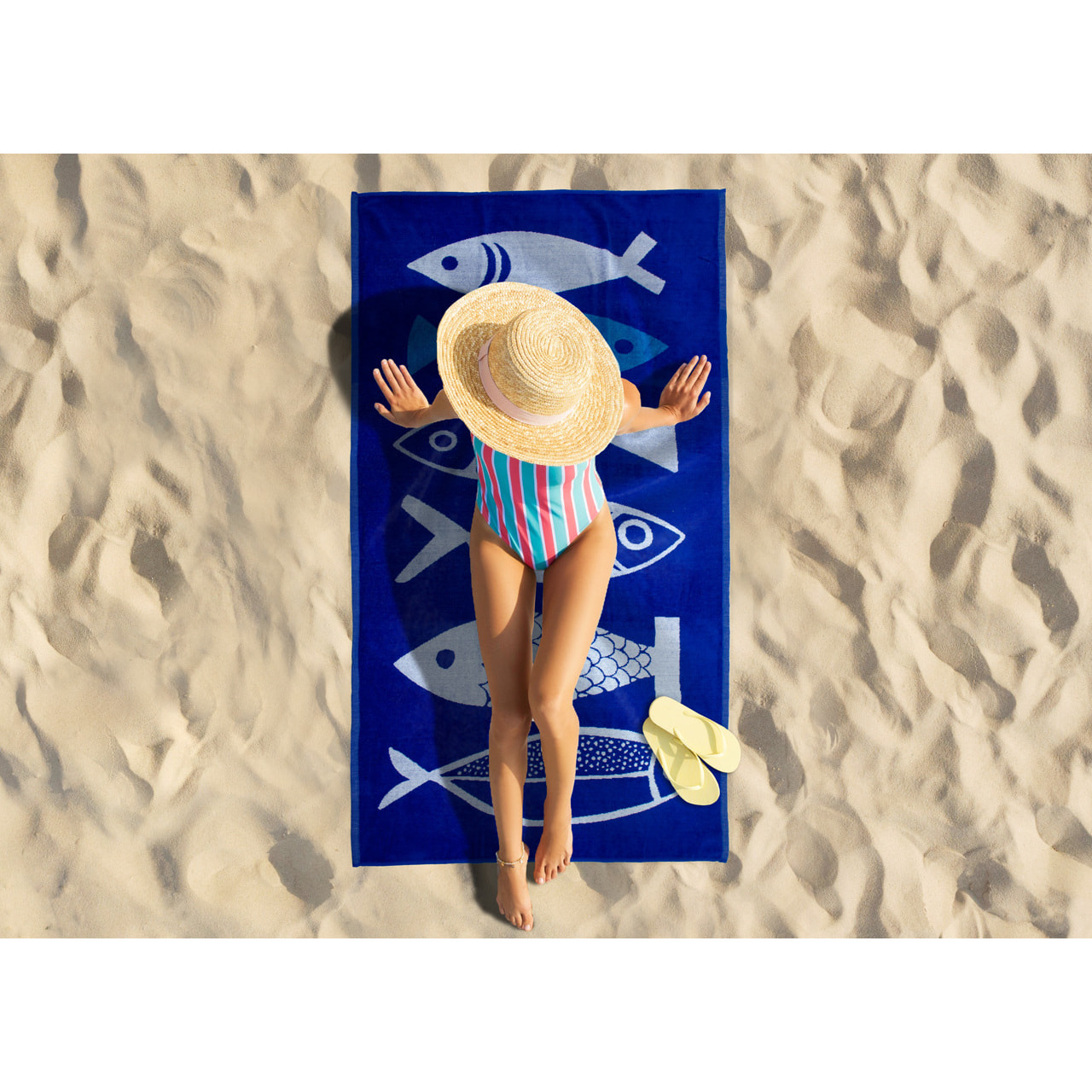 Telo Mare Spugna Jacquard Spiaggia Disegno Lipari