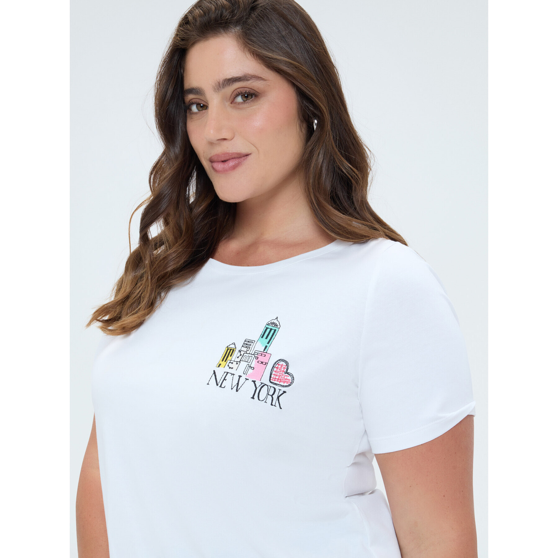 Fiorella Rubino - Camiseta de jersey con bordado New York - Blanco