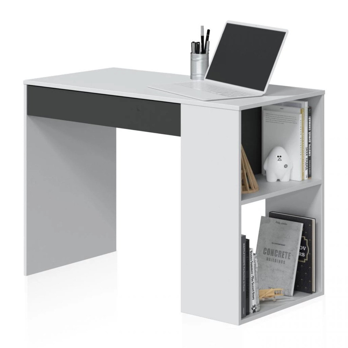 Mesa de escritorio Adam Blanco Artik (Blanco Mate) - Gris Grafito