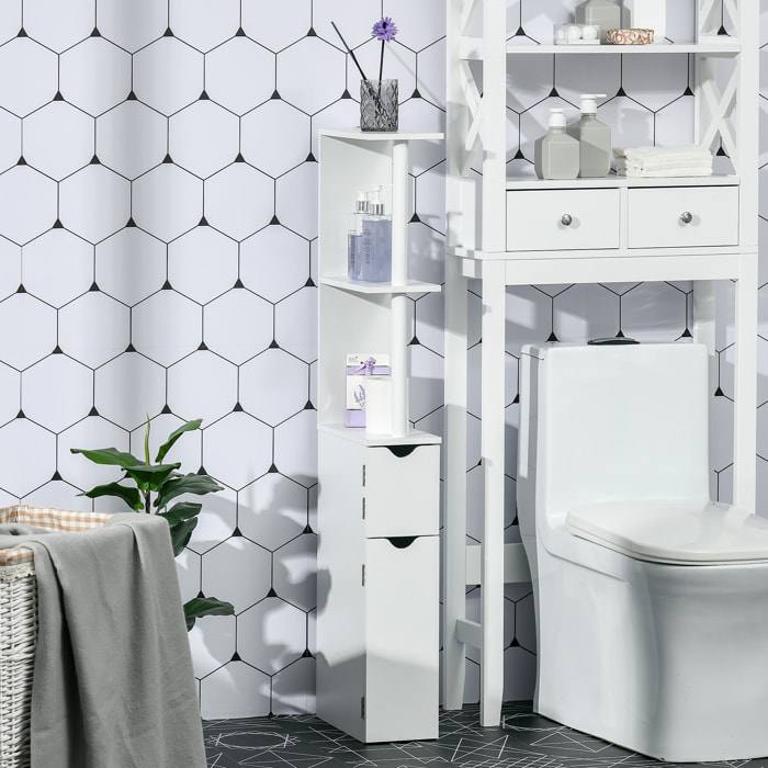 Columna de Baño Mueble de Baño con Puertas y Estantes Abiertos Armario de Baño Estilo Moderno 15,2x29,8x118 cm Blanco