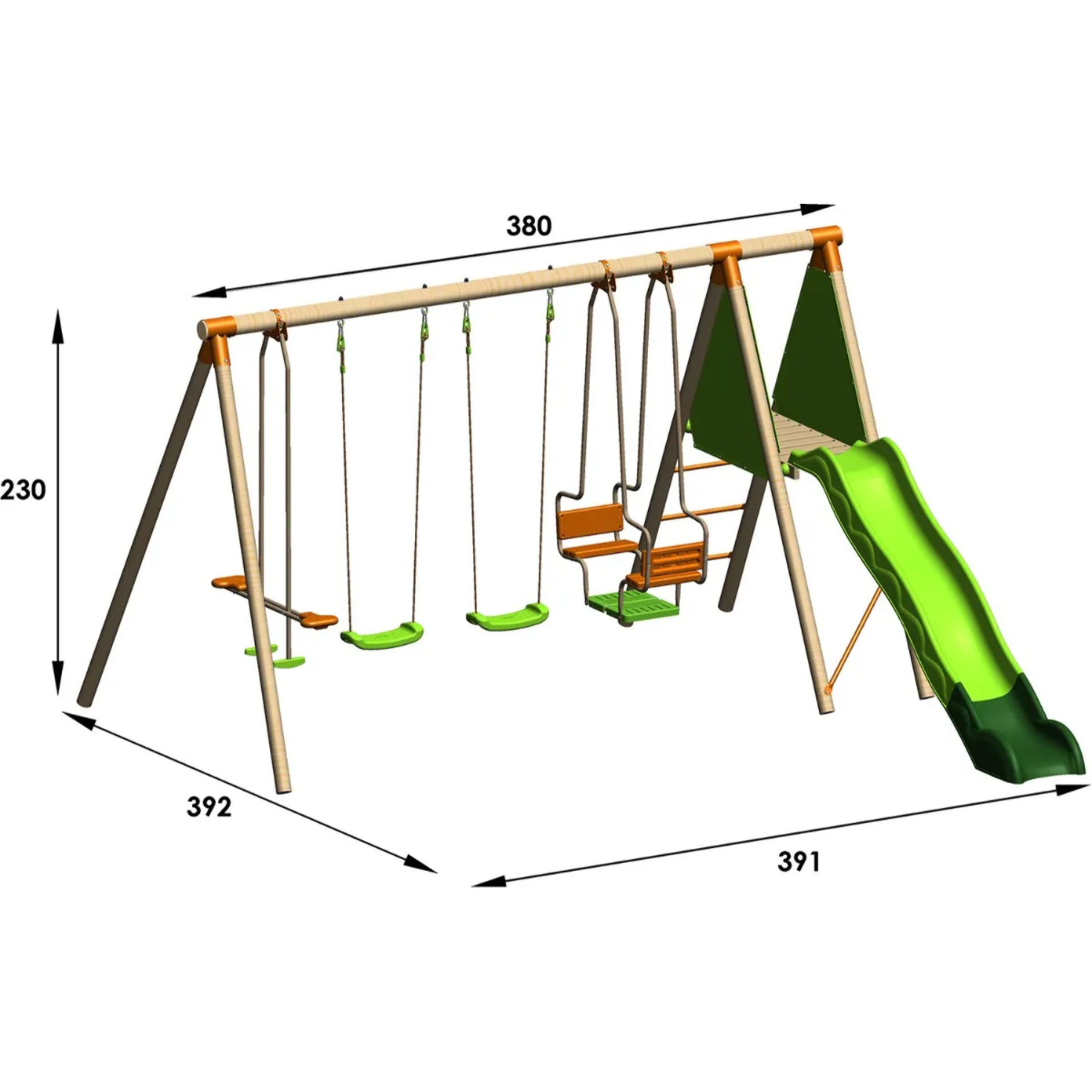 Balançoire en bois 2,30 m Topwood XOLTI - 8 enfants