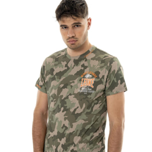 T-shirt da uomo a manica corta in cotone camouflage Leone Military 1947