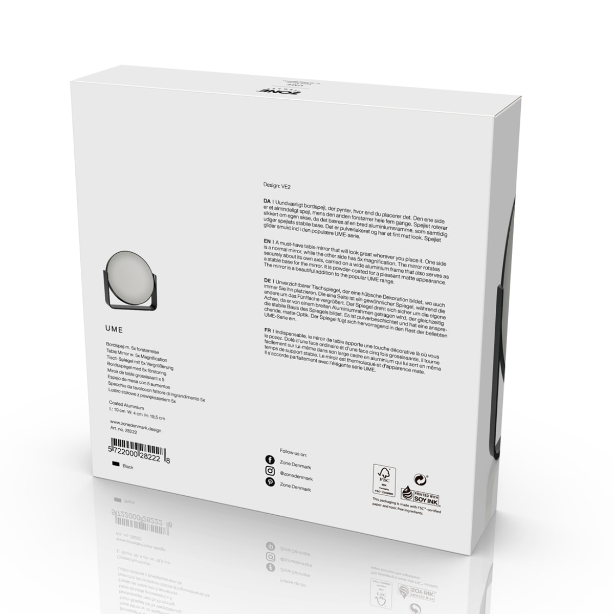 Miroir de table avec grossissement 5 x Ume Gris clair