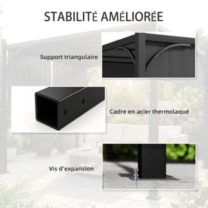 Pergola de jardin 3 x 3 m auvent coulissant métal galvanisé anthracite