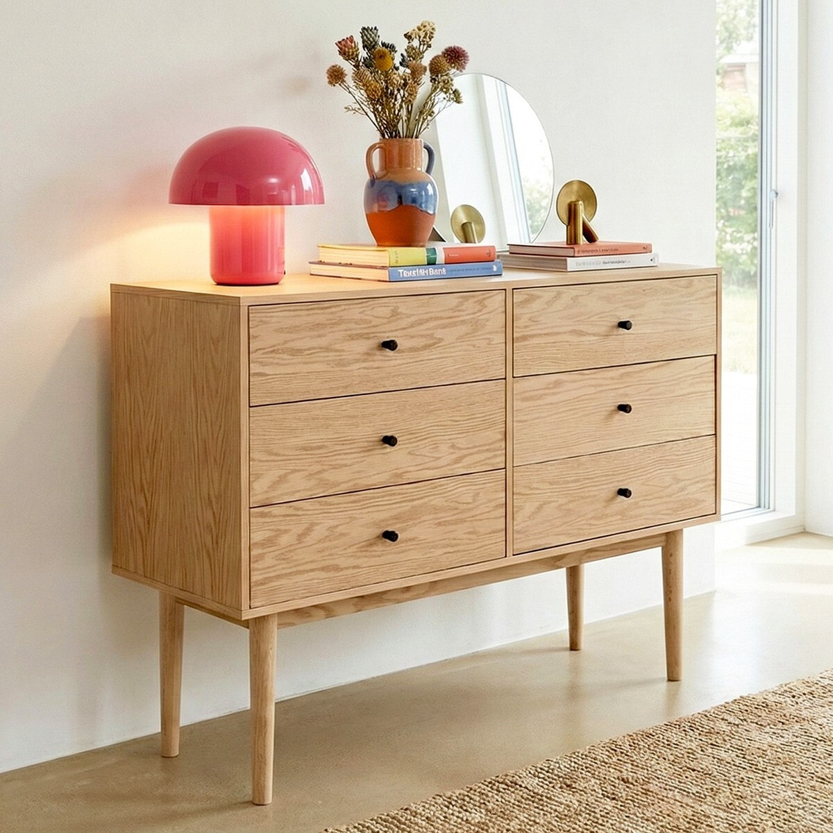 Commode 6 tiroirs en bois - LISA