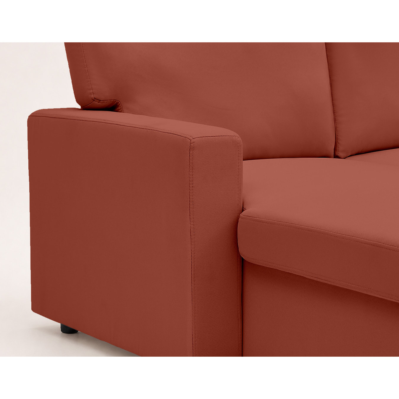 Meiya - canapé d'angle réversible 4 places convertible avec coffre en tissu - Terracotta