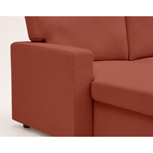 Meiya - canapé d'angle réversible 4 places convertible avec coffre en tissu - Terracotta