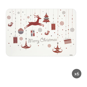 Set 6 tovagliette rettangolari Excelsa – Merry Christmas, Polipropilene bianco