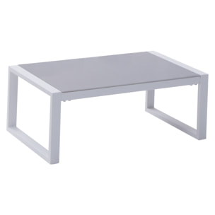 Salon de jardin IBIZA en tissu bleu 4 places - aluminium blanc