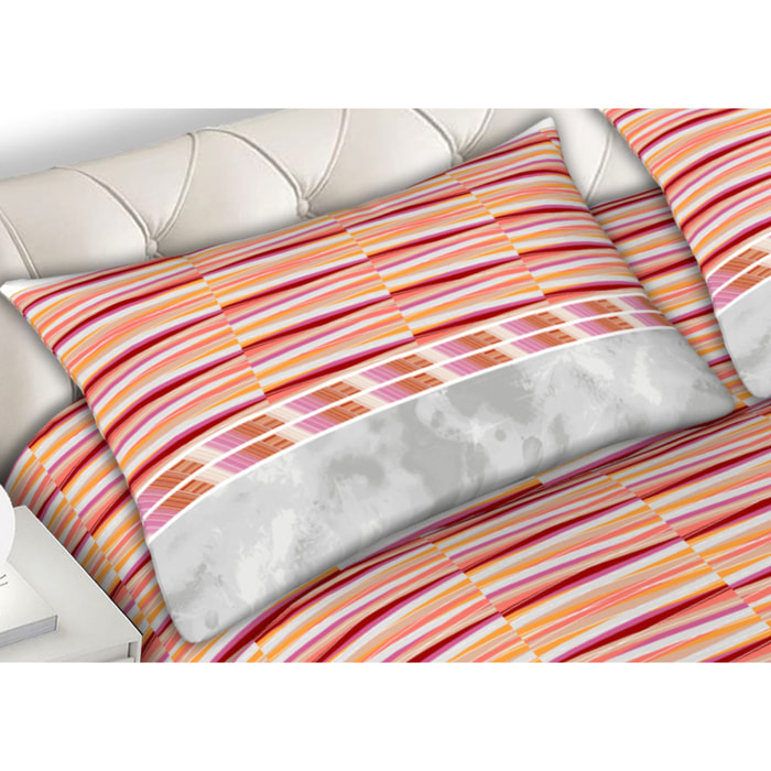 Completo Lenzuola 100% Cotone Disegno Flow Arancione CN